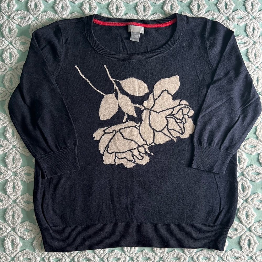 Wool blend 3/4 sleeve sweater